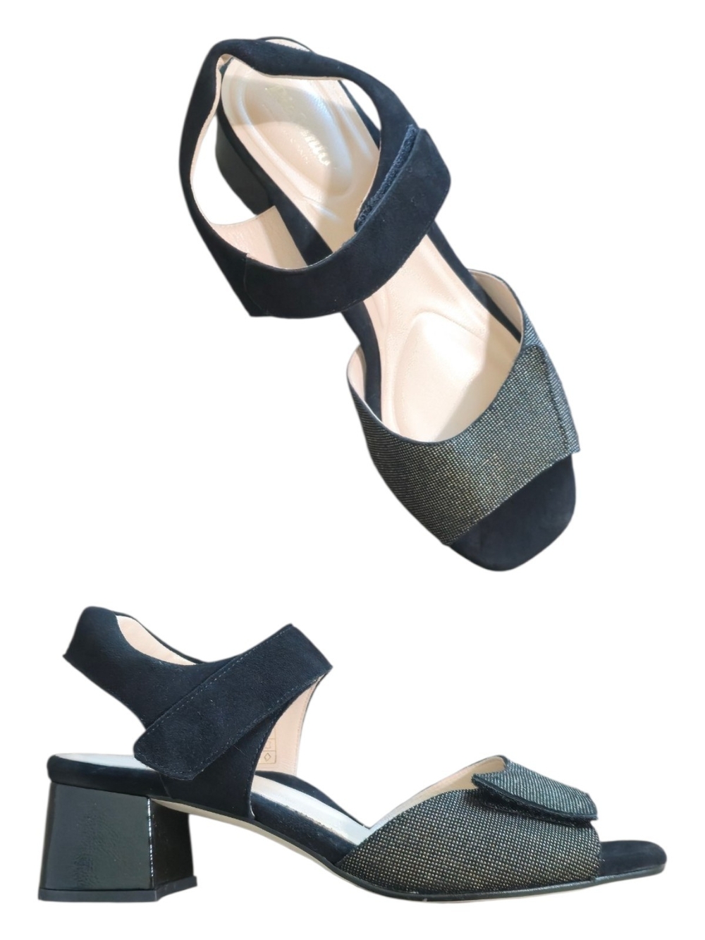 PieSantos Spain Black Bronze Metallic Leather Comfort Heel Sandal EU 41 US 10